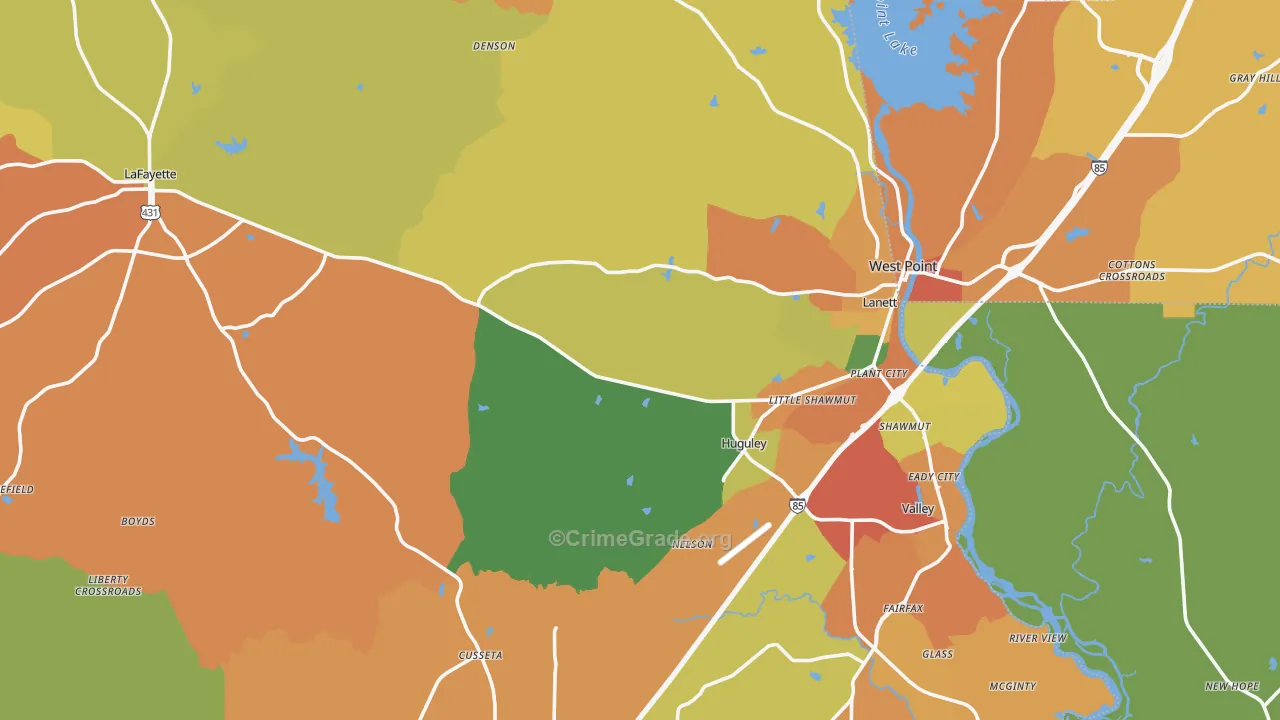 Chambers County, AL Map of Assault Rates