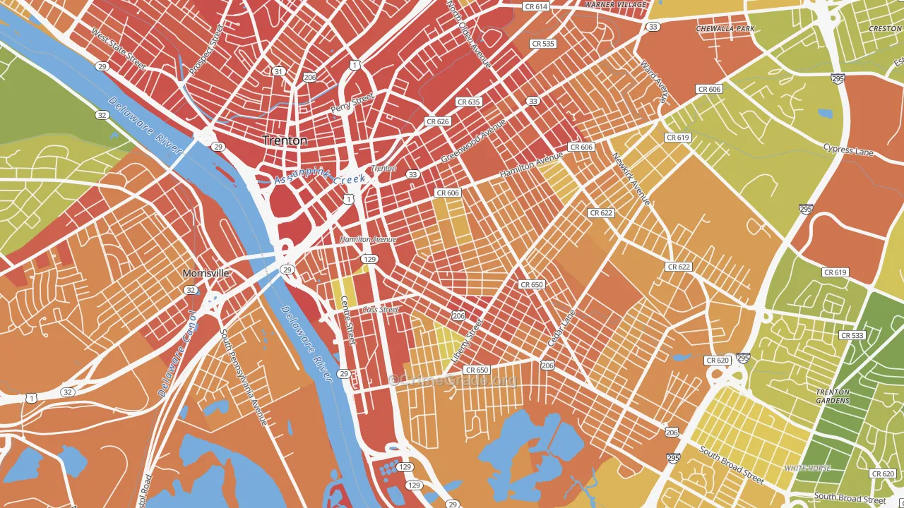 Chambersburg, Trenton, NJ Map of Assault Rates
