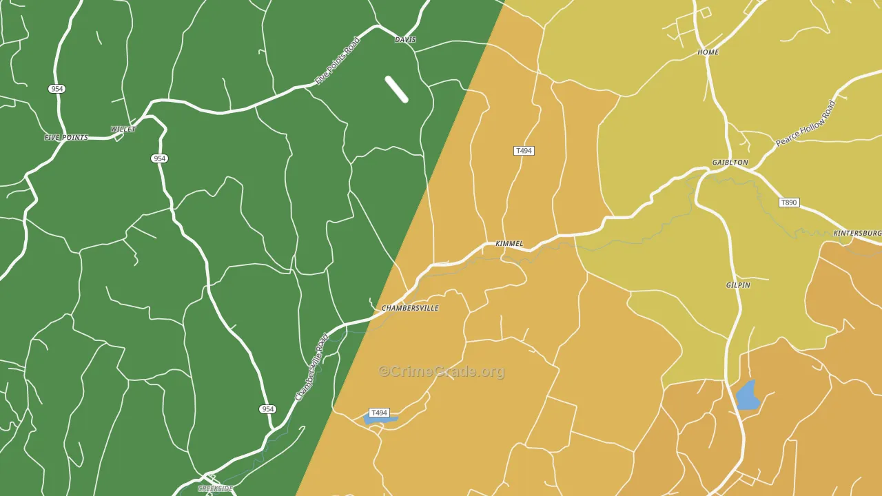 Chambersville, PA Map of Assault Rates