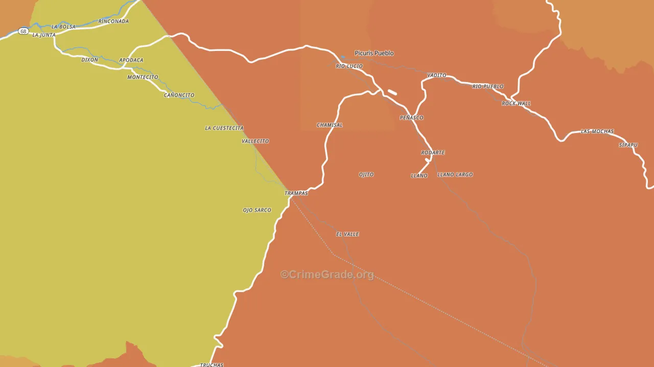 Chamisal, NM Map of Assault Rates