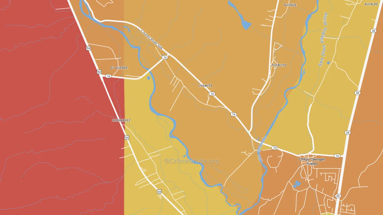 Chamita, NM Map of Assault Rates