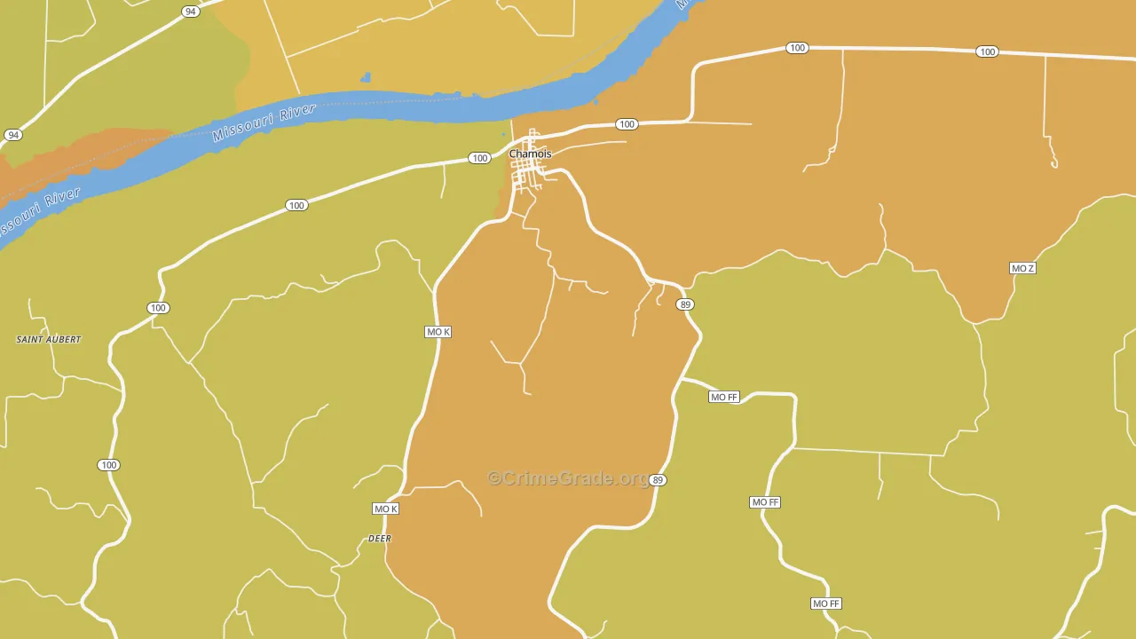 Chamois, MO Map of Assault Rates