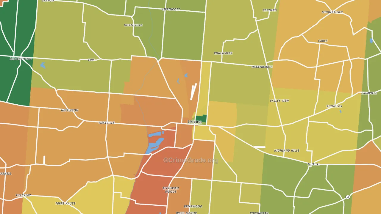 Champaign County, OH Map of Assault Rates