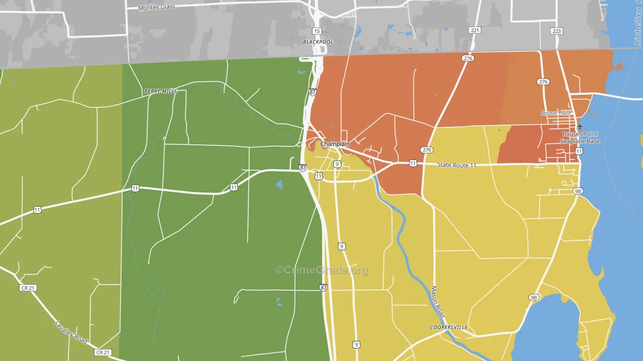 Champlain, NY Map of Assault Rates