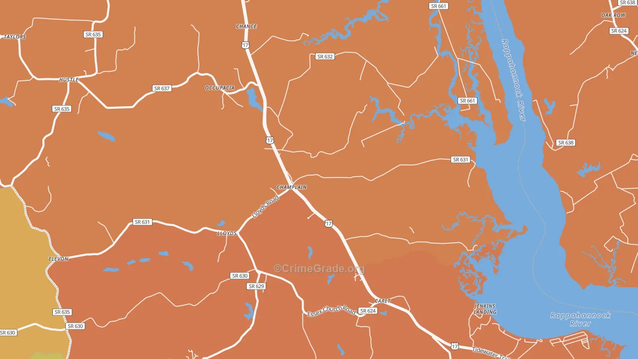 Champlain, VA Map of Assault Rates