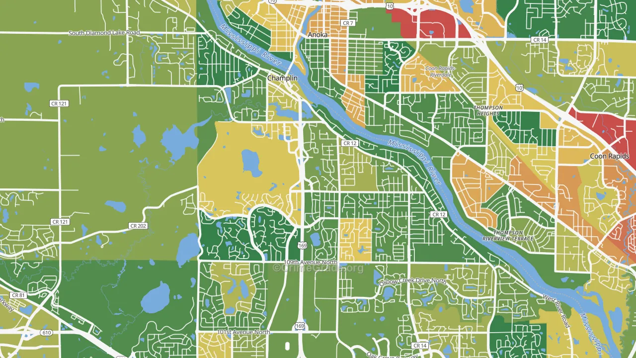 Champlin, MN Map of Assault Rates