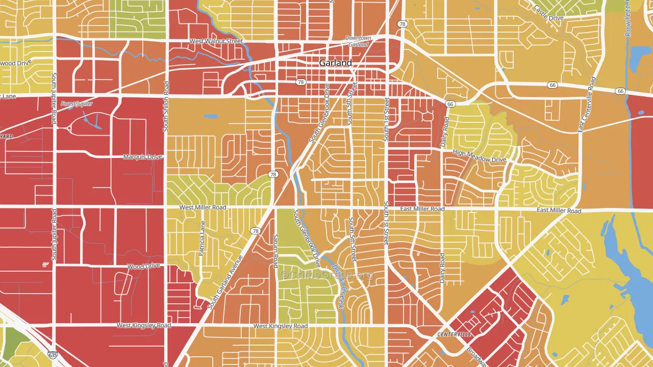 Chandler Heights, Garland, TX Map of Assault Rates