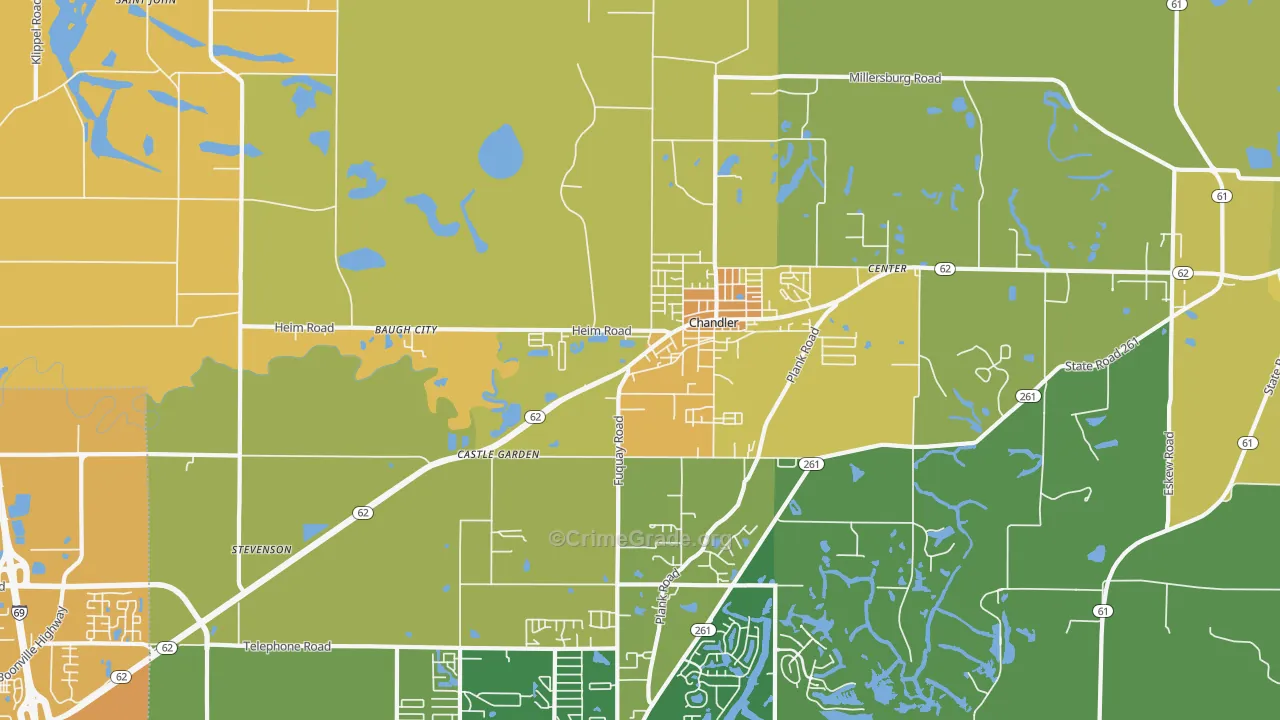 Chandler, IN Map of Assault Rates