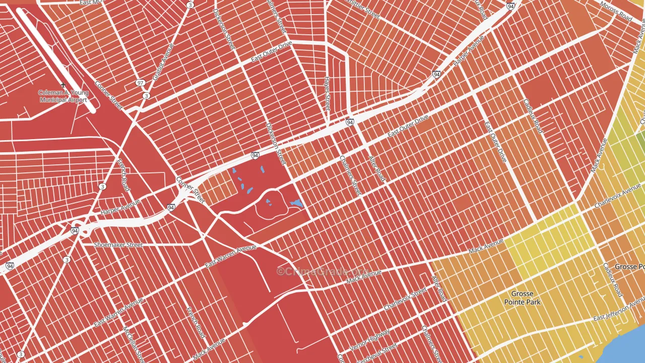 Chandler Park, Detroit, MI Map of Assault Rates