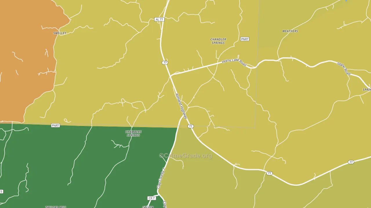 Chandler Springs, AL Map of Assault Rates