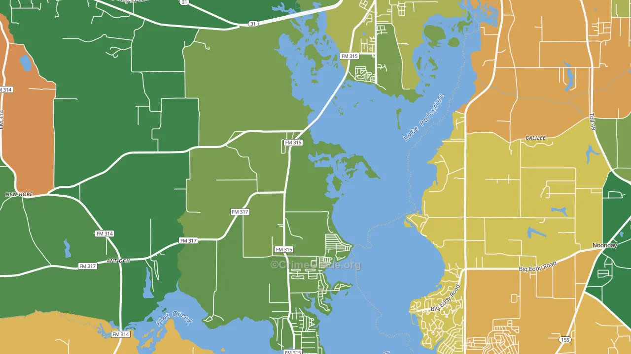 Chandler, TX Map of Assault Rates
