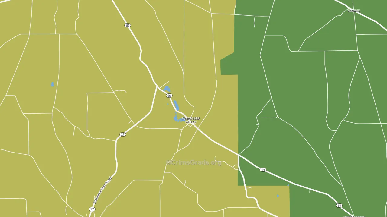Chandlers Valley, PA Map of Assault Rates