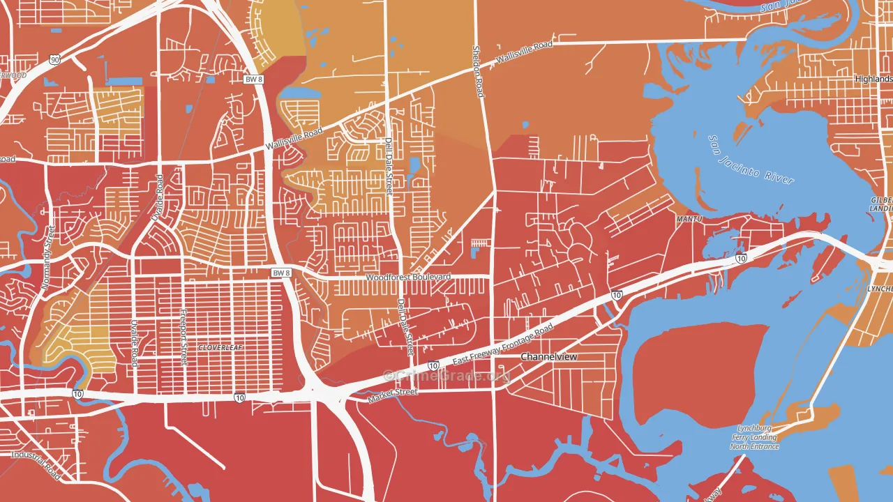 Channelview, TX Map of Assault Rates