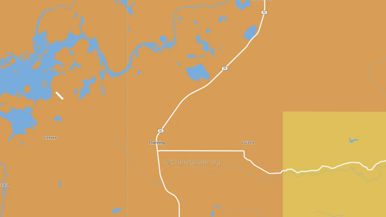 Channing, MI Map of Assault Rates