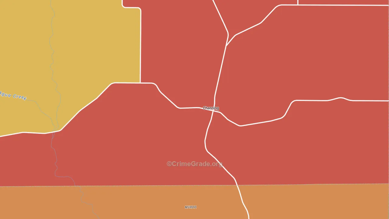 Channing, TX Map of Assault Rates