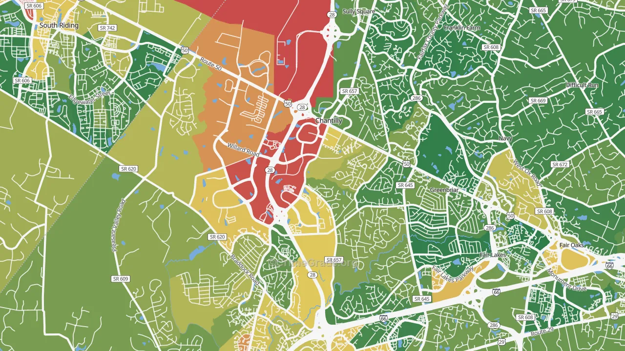 Chantilly, VA Map of Assault Rates