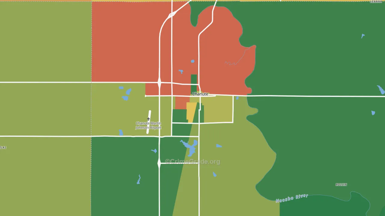 Chanute, KS Map of Assault Rates
