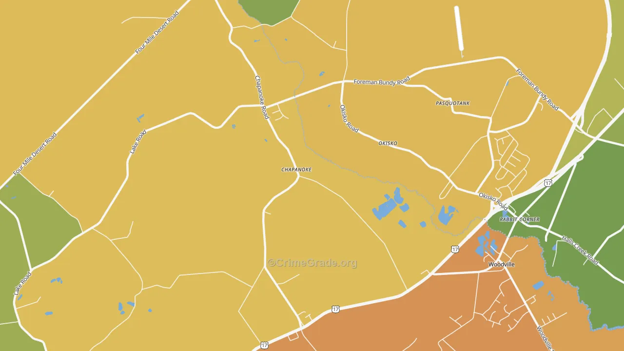 Chapanoke, NC Map of Assault Rates