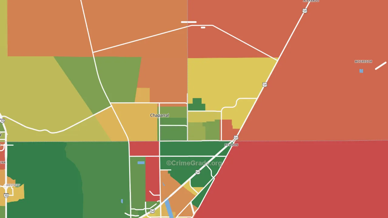 Chaparral, NM Map of Assault Rates