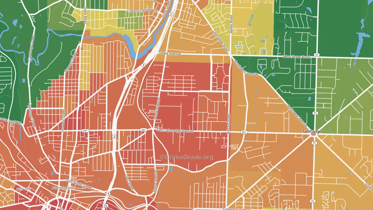 Chapel Hill, Akron, OH Map of Assault Rates