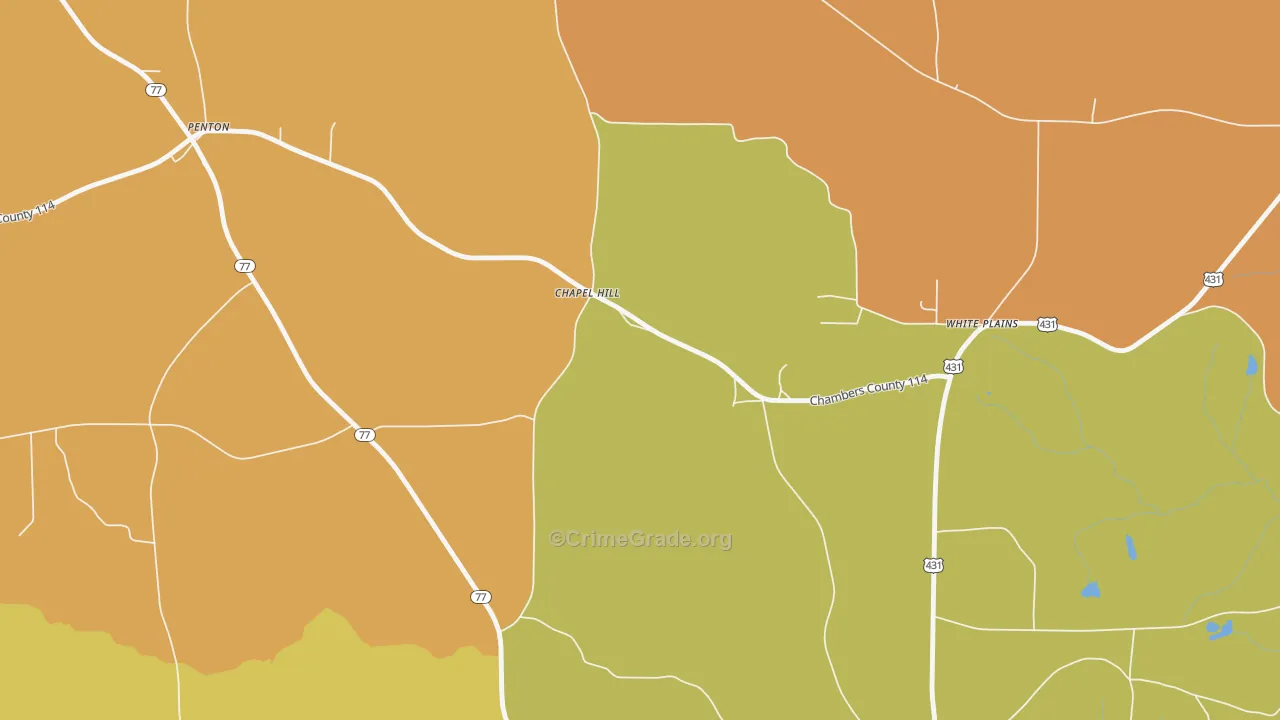 Chapel Hill, AL Map of Assault Rates