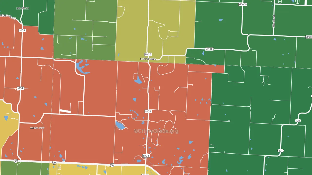 Chapel Hill, MO Map of Assault Rates