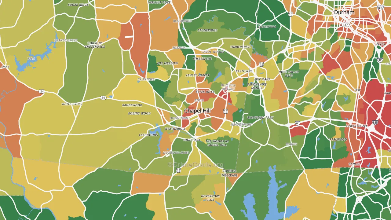 Chapel Hill, NC Map of Assault Rates