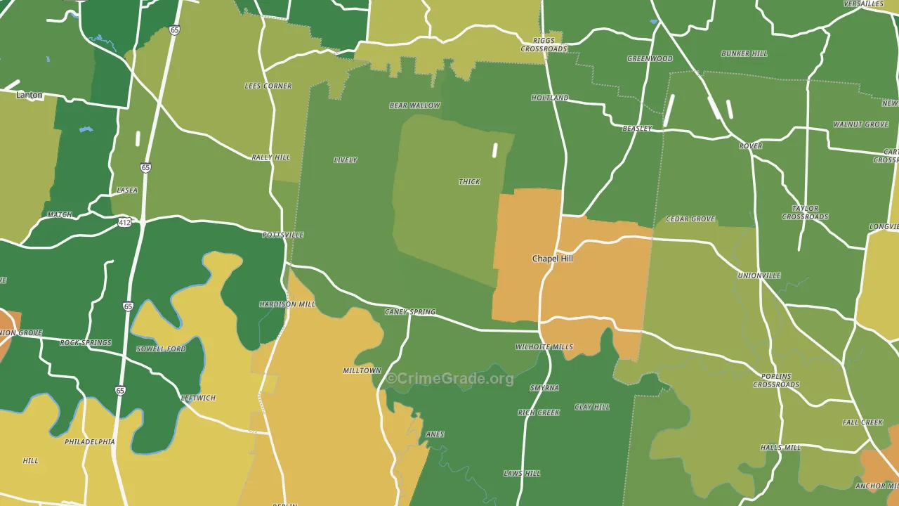 Chapel Hill, TN Map of Assault Rates