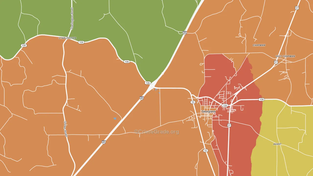 Chapman, AL Map of Assault Rates