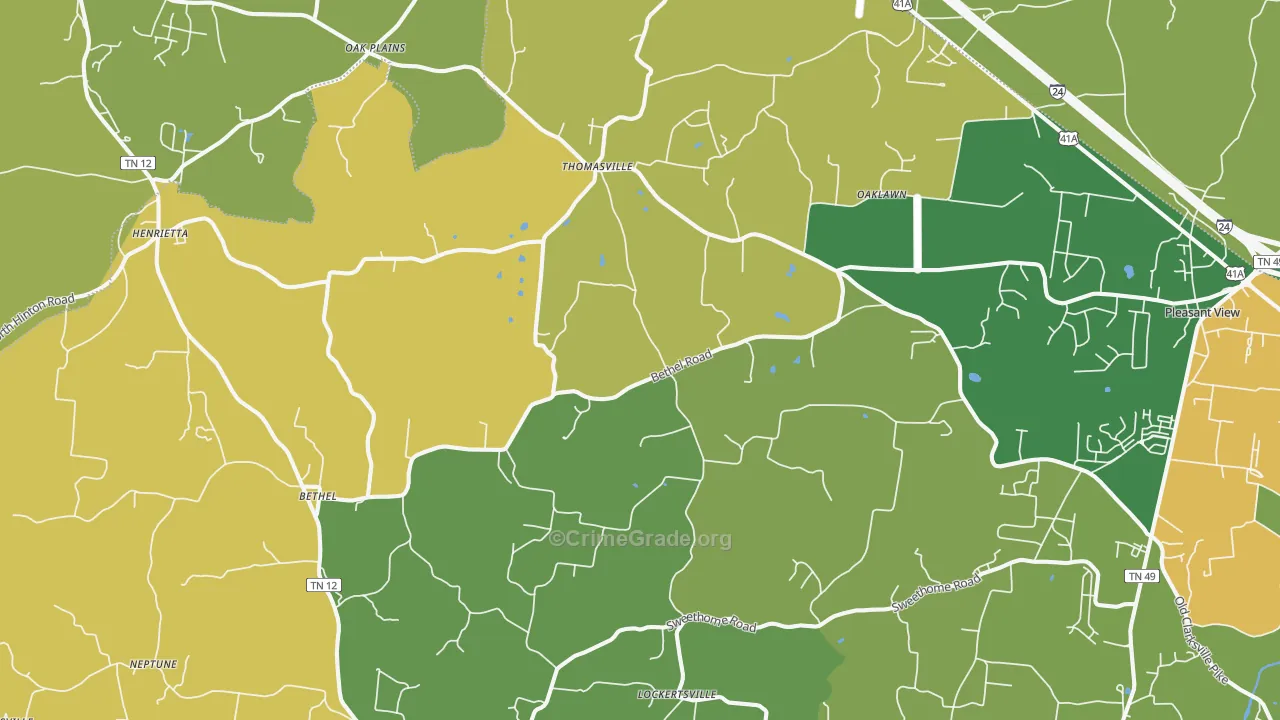 Chapmansboro, TN Map of Assault Rates