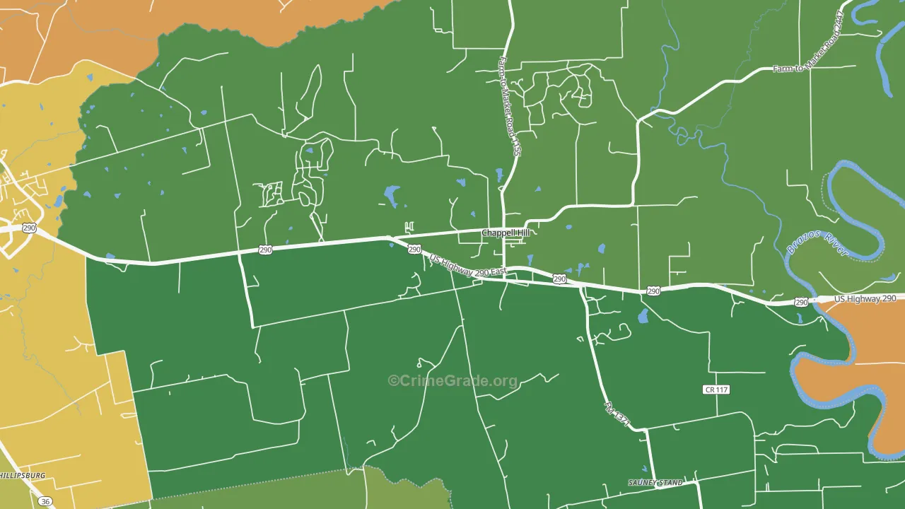 Chappell Hill, TX Map of Assault Rates