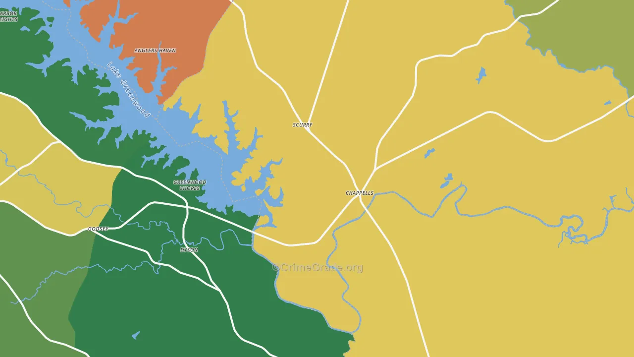 Chappells, SC Map of Assault Rates