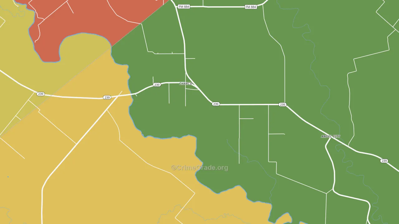 Charco, TX Map of Assault Rates