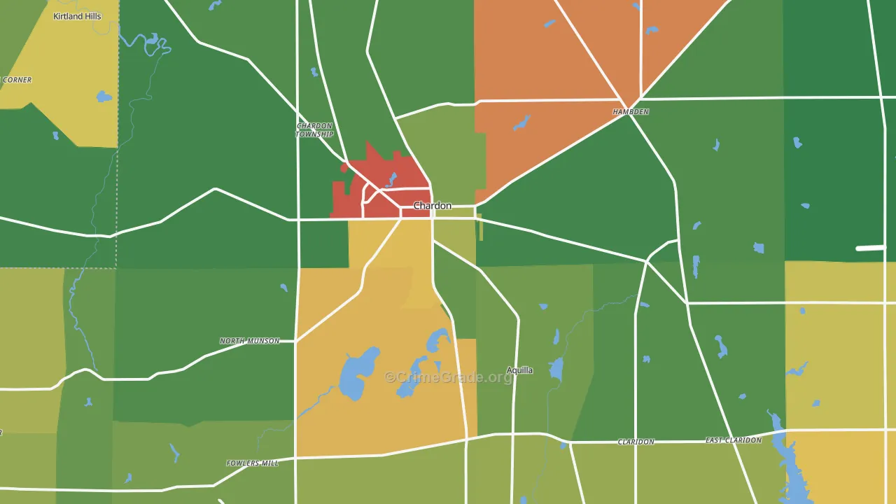 Chardon, OH Map of Assault Rates