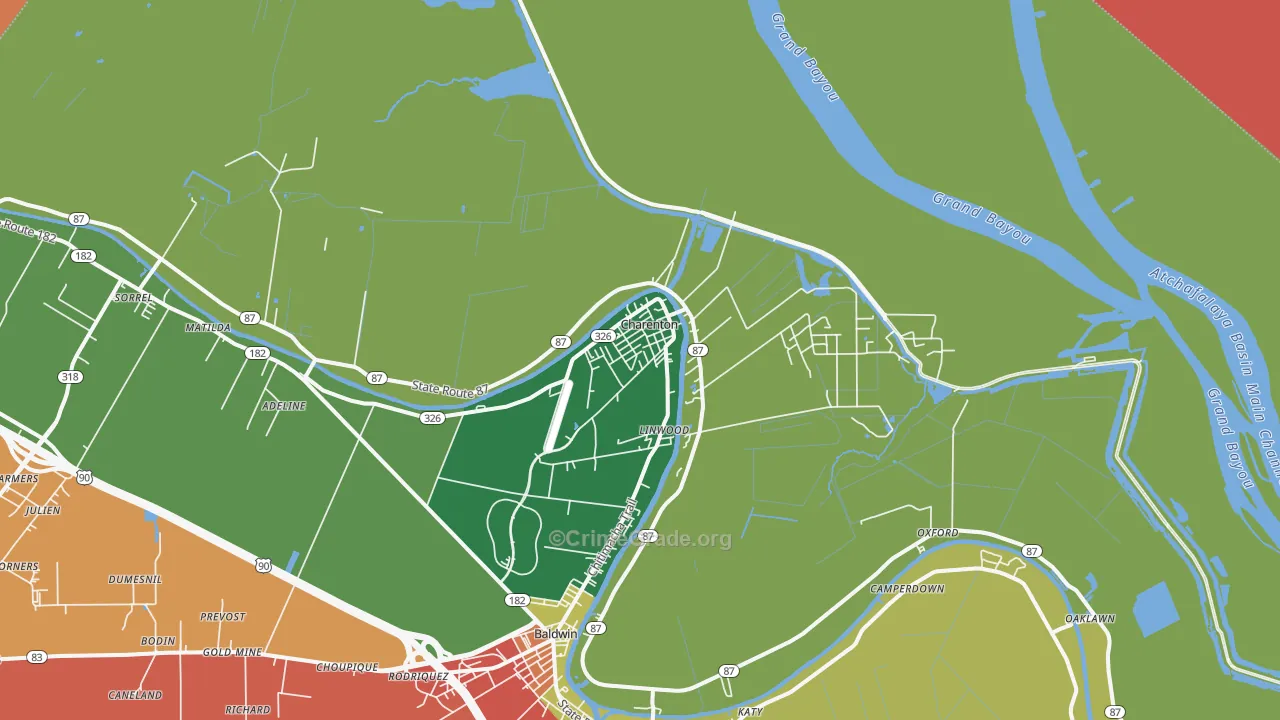 Charenton, LA Map of Assault Rates