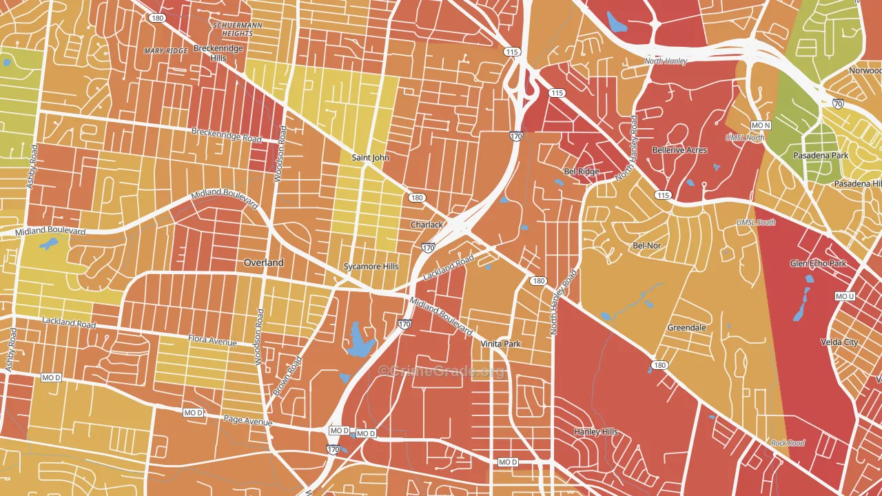 Charlack, MO Map of Assault Rates