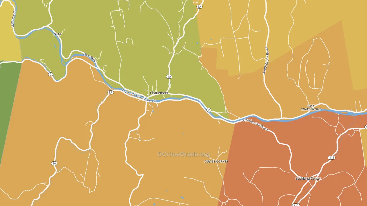 Charlemont, MA Map of Assault Rates