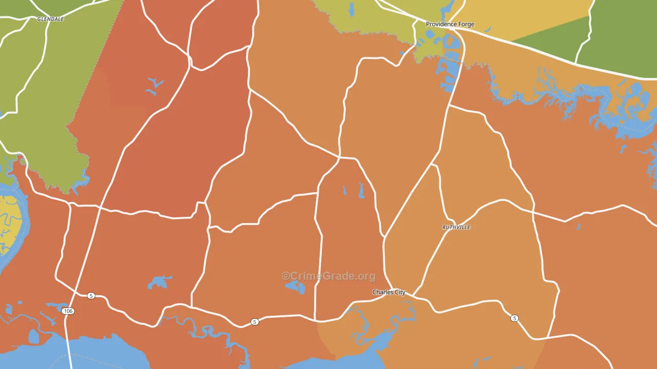 Charles City County, VA Map of Assault Rates