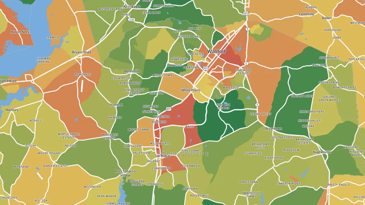 Charles County, MD Map of Assault Rates