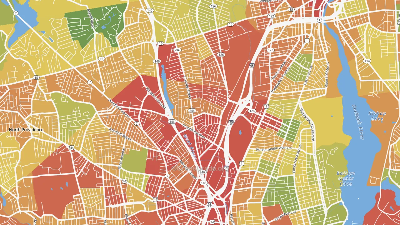 Charles, Providence, RI Map of Assault Rates