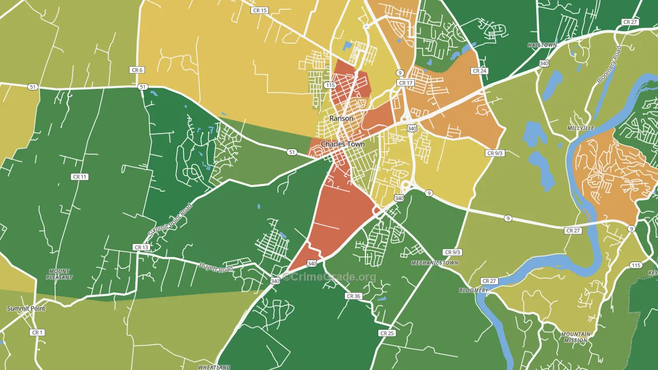 Charles Town, WV Map of Assault Rates