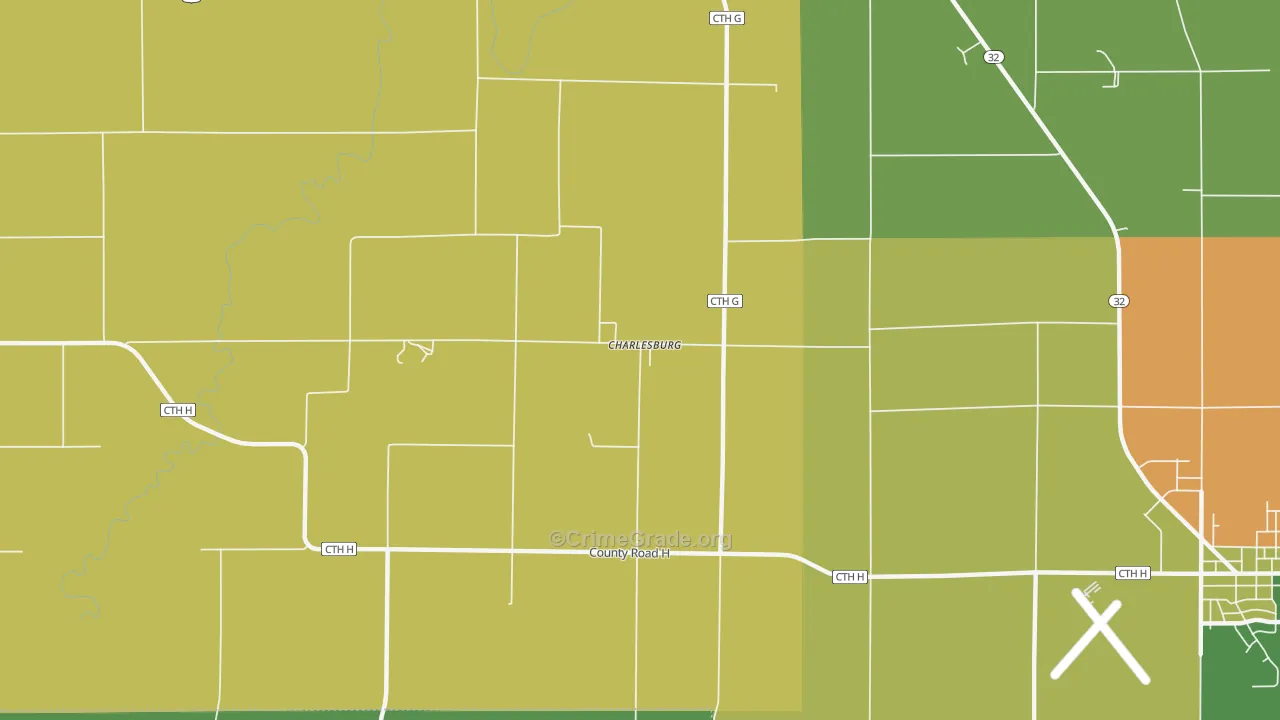 Charlesburg, WI Map of Assault Rates