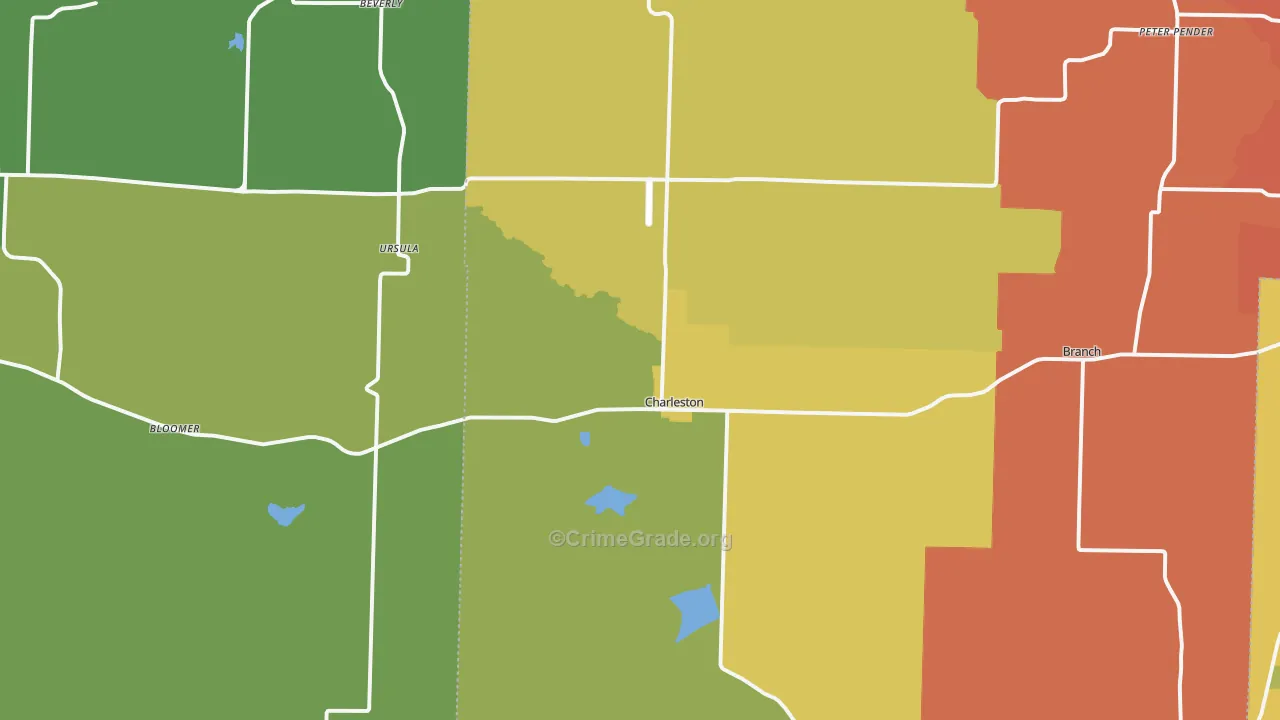 Charleston, AR Map of Assault Rates
