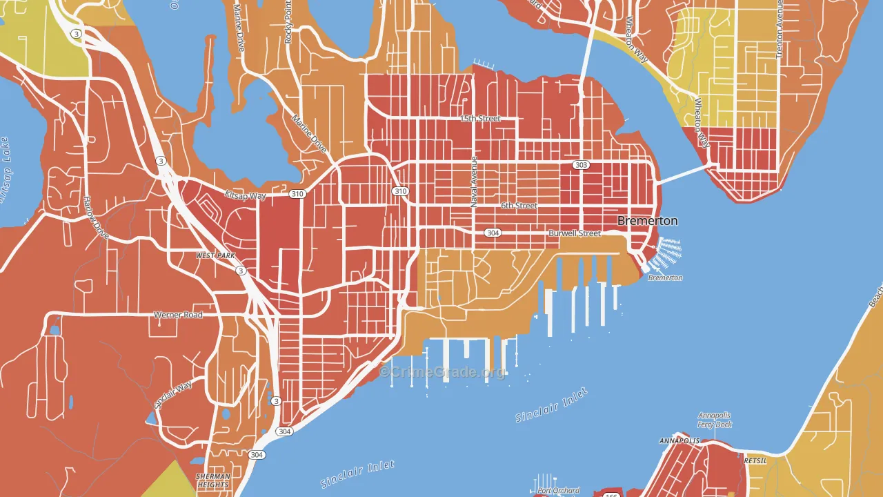 Charleston, Bremerton, WA Map of Assault Rates