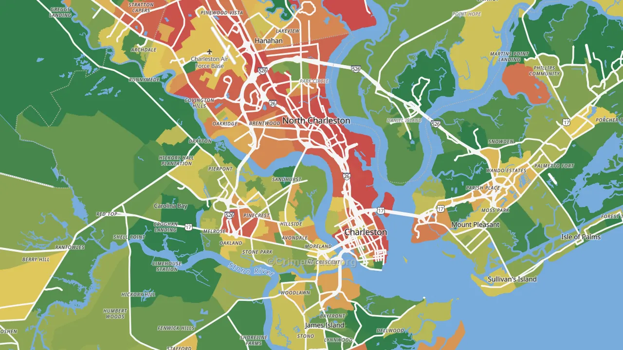 Charleston County, SC Map of Assault Rates