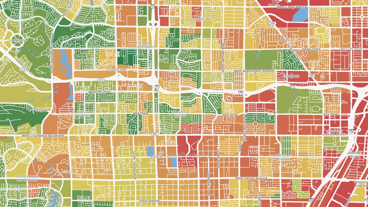 Charleston Heights, Las Vegas, NV Map of Assault Rates