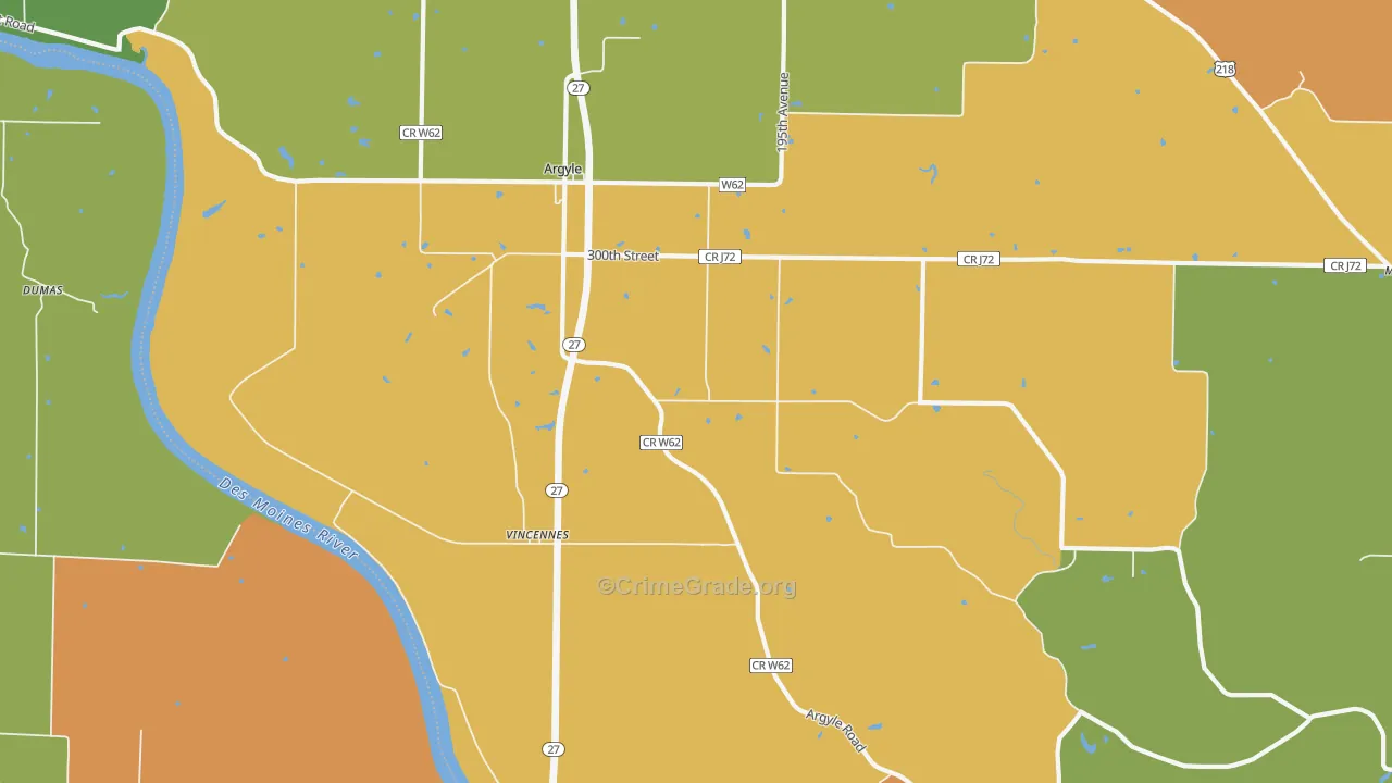 Charleston, IA Map of Assault Rates