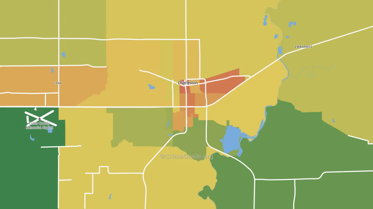Charleston, IL Map of Assault Rates