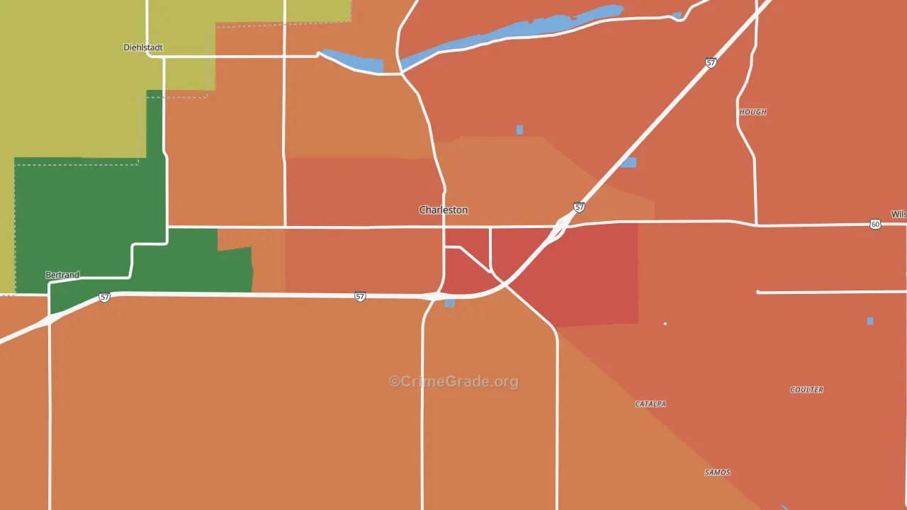 Charleston, MO Map of Assault Rates