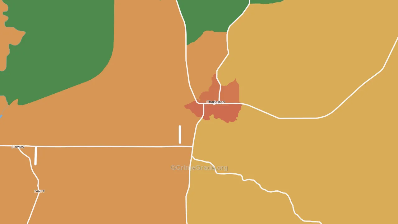 Charleston, MS Map of Assault Rates